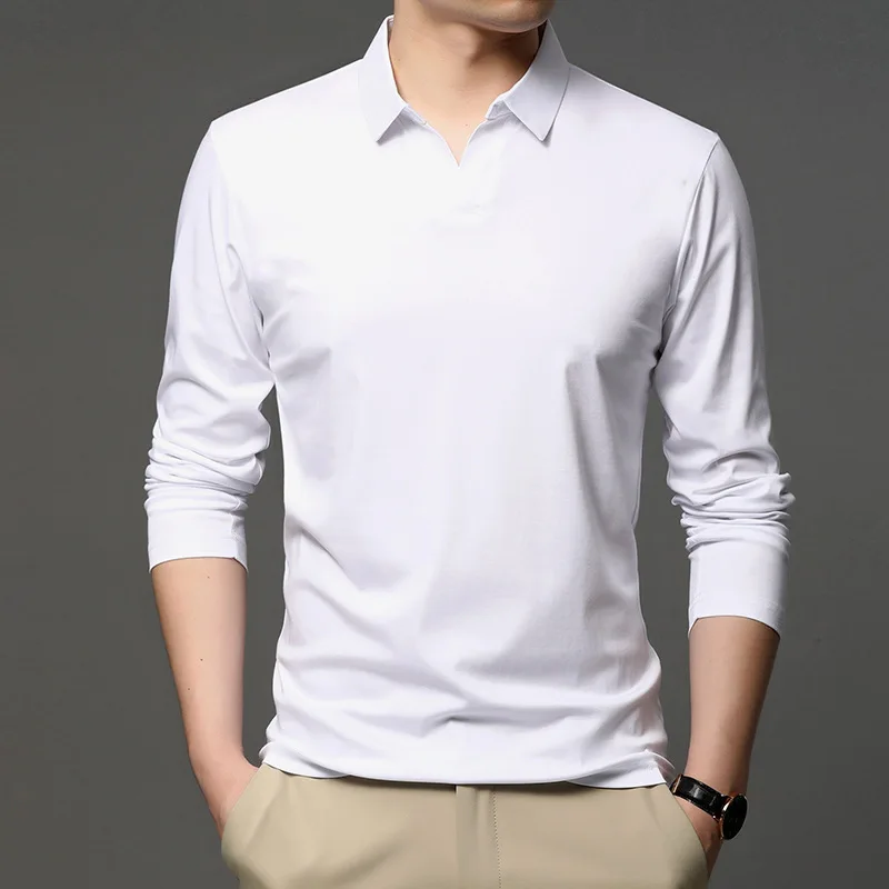 Men's Polo Shirt – Slim Fit – Long Sleeve – Classic Collar – Comfort Stretch - Image 7