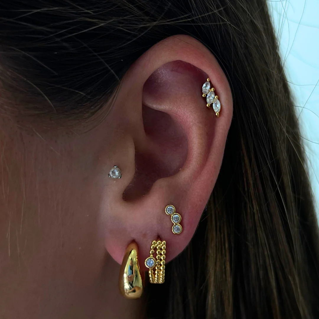 Ladies Earrings - Shiny Finish - Chunky Design - Modern Tapered Shape - Image 3
