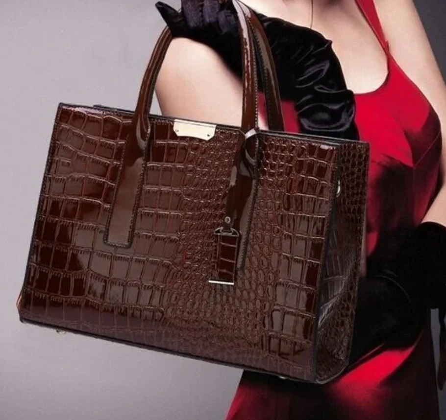 Crocodile-print handbags with large capacity - Image 2