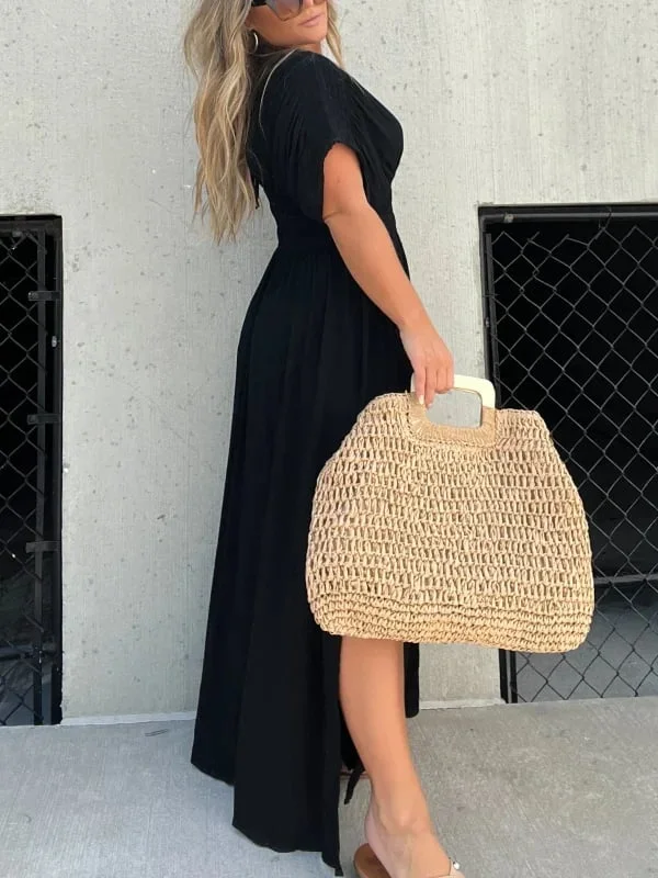 Ladies Maxi Dress - Deep V-Neck - Tailored Fit - Split - Elegant Long Skirt - Image 4