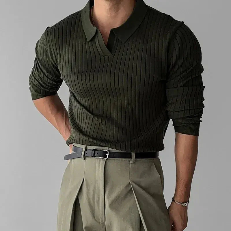 Long knitted polo shirt - Image 5