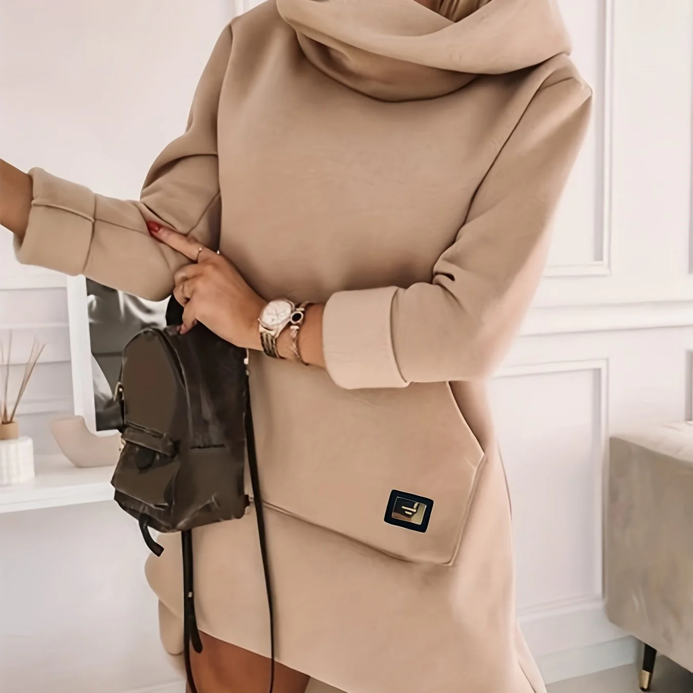Laurel - Sweater dress with hood - Image 2