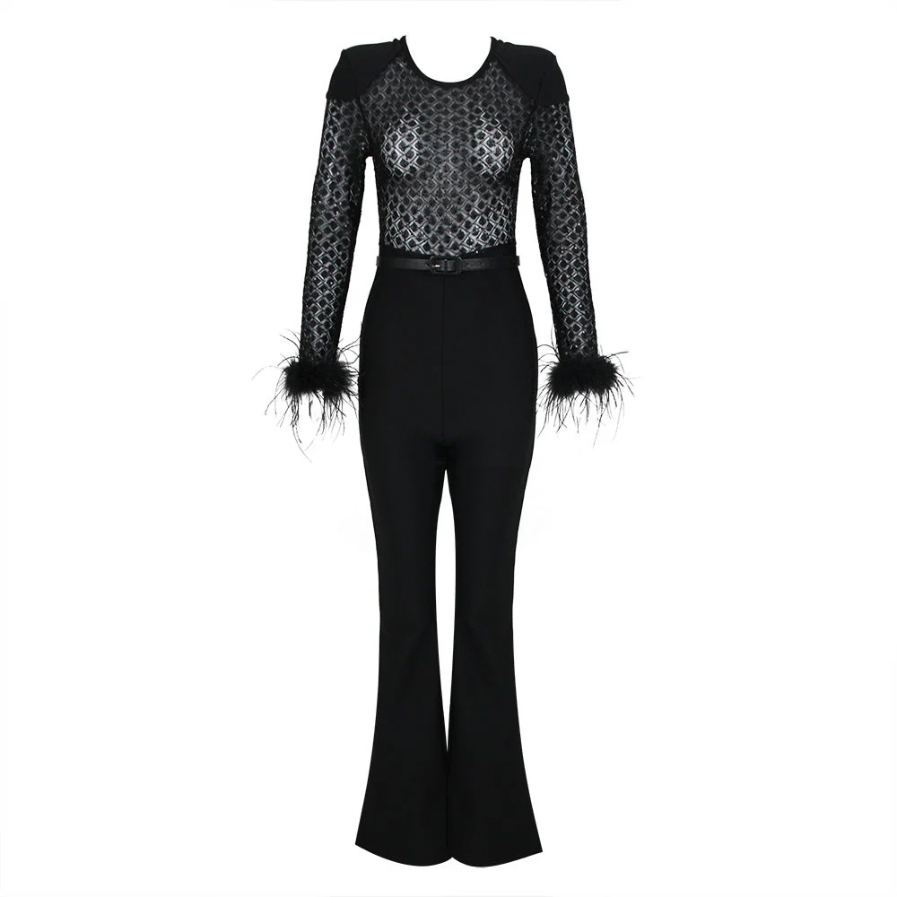 Lenora - Elegant slim fit jumpsuit with puff sleeves for women - Image 4