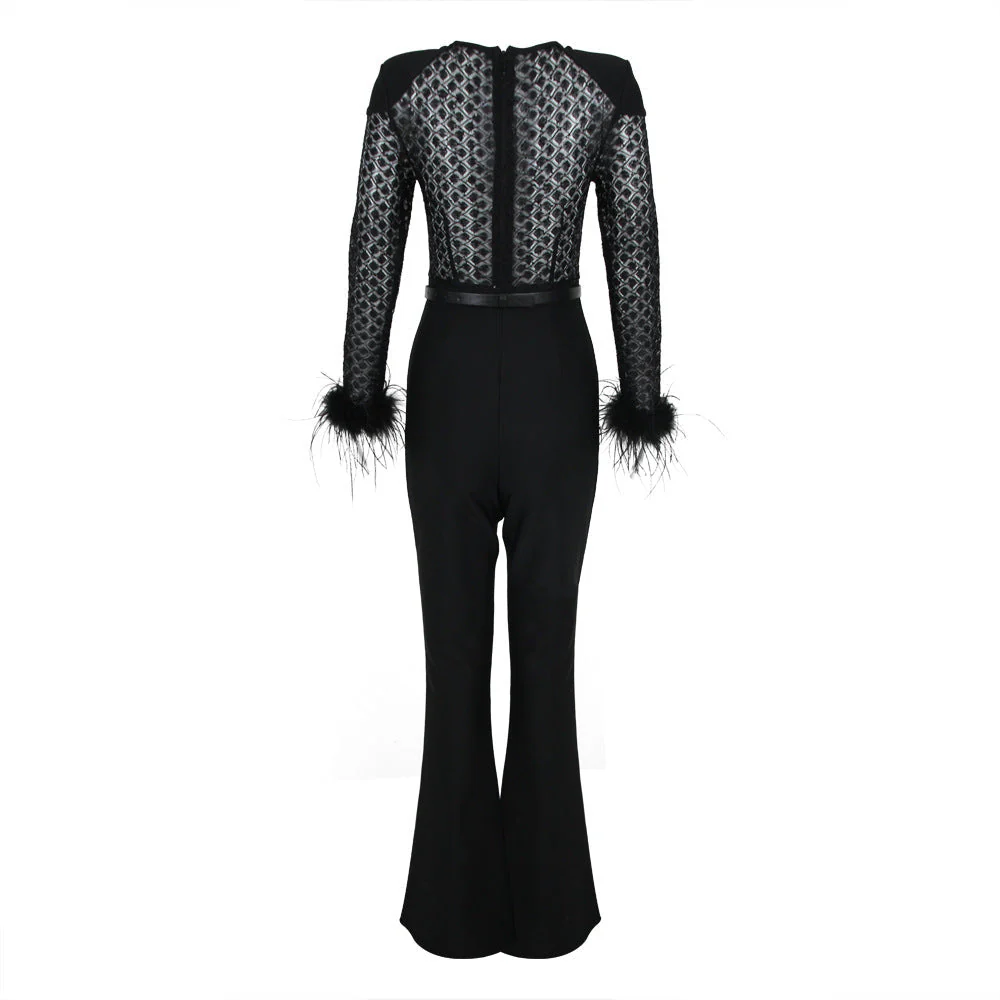 Lenora - Elegant slim fit jumpsuit with puff sleeves for women - Image 5