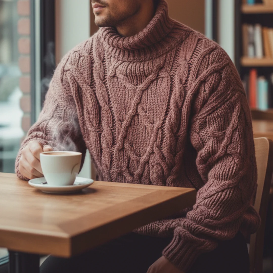 Leo Oversized Turtleneck Sweater | Cable-Knit Pullover Sweater - Image 2