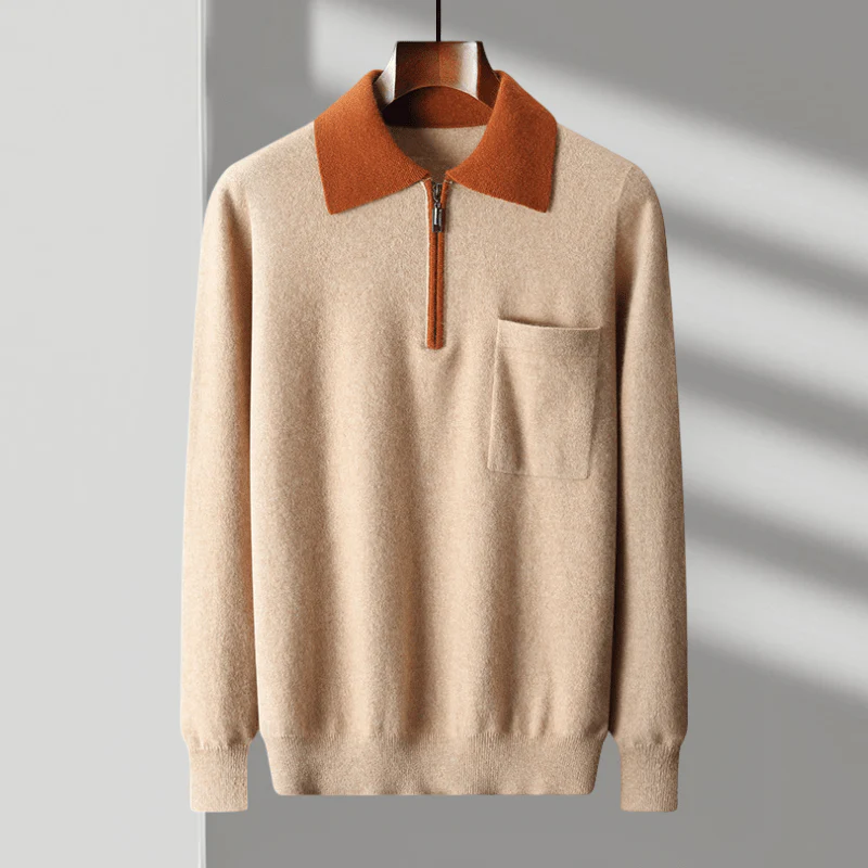 Leo Regular Fit Zip Sweater | Collared Ribbed Details Sweater - Image 2