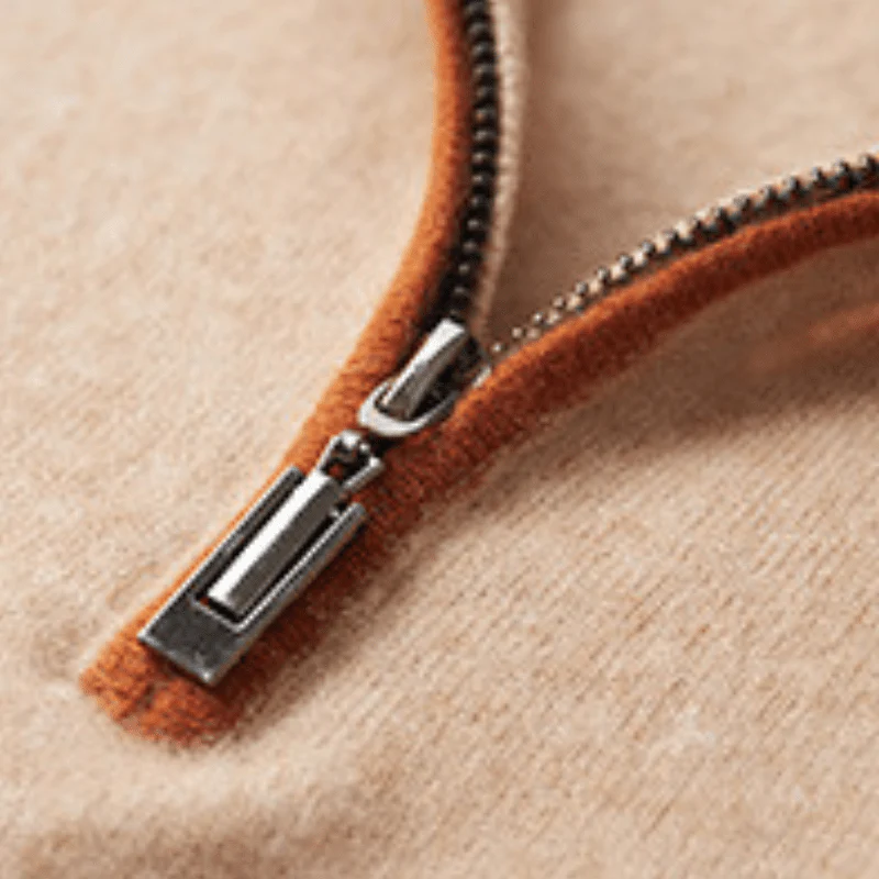 Leo Regular Fit Zip Sweater | Collared Ribbed Details Sweater - Image 3
