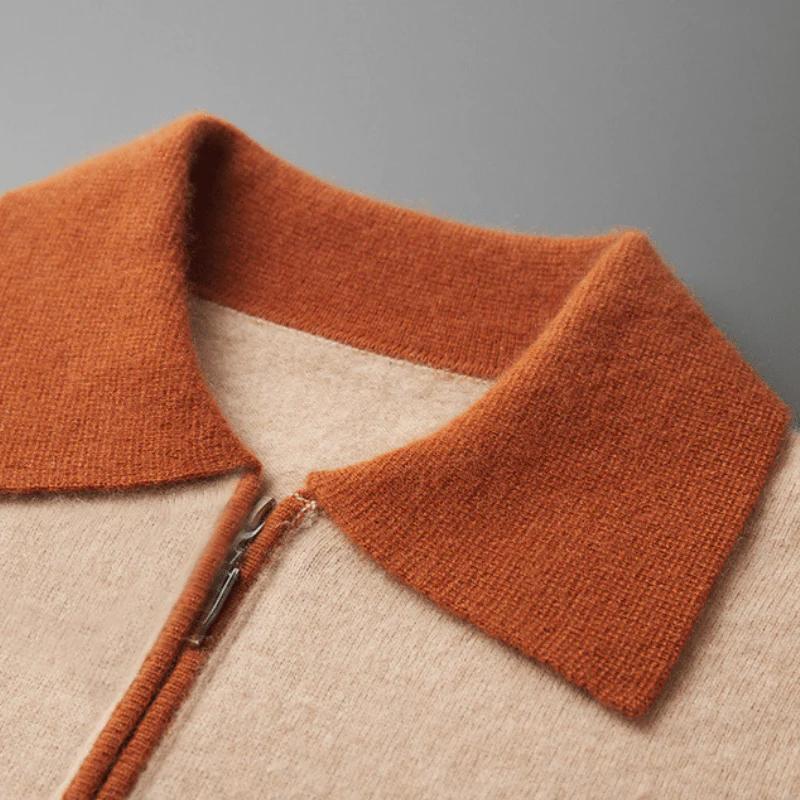 Leo Regular Fit Zip Sweater | Collared Ribbed Details Sweater - Image 4