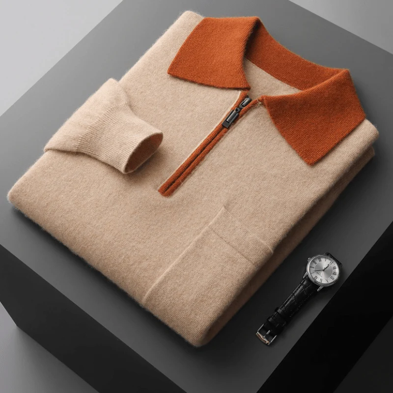 Leo Regular Fit Zip Sweater | Collared Ribbed Details Sweater - Image 5