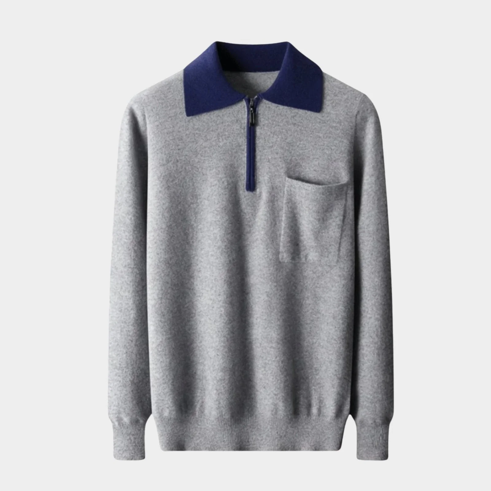 Leo Regular Fit Zip Sweater | Collared Ribbed Details Sweater - Image 6