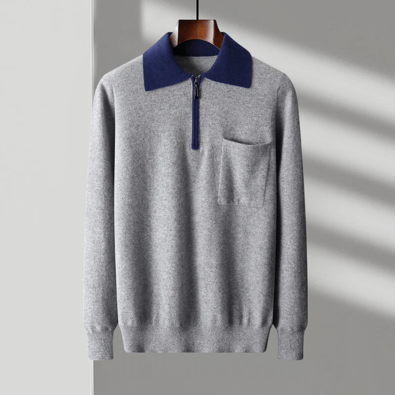Leo Regular Fit Zip Sweater | Collared Ribbed Details Sweater - Image 7