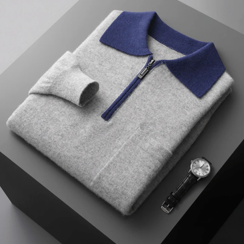 Leo Regular Fit Zip Sweater | Collared Ribbed Details Sweater - Image 9