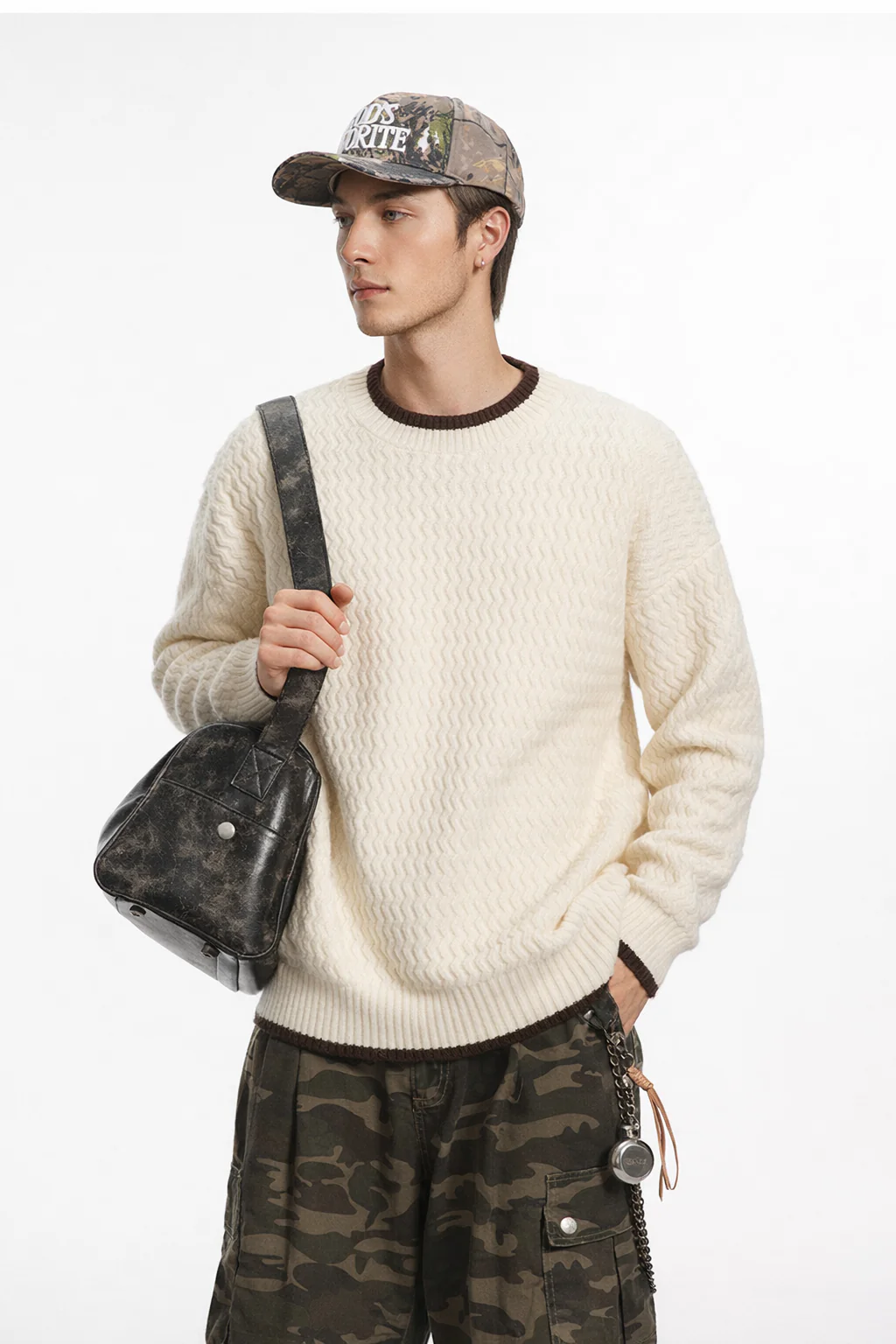 Leo Textured Relaxed Fit Sweater | Crewneck Long Sleeve Sweater - Image 2