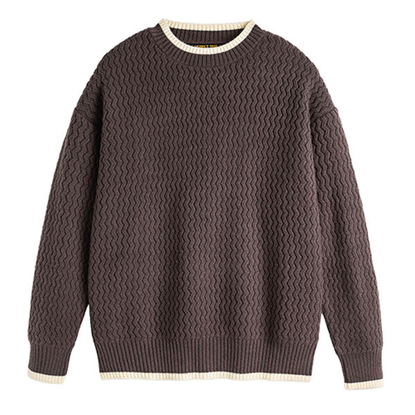 Leo Textured Relaxed Fit Sweater | Crewneck Long Sleeve Sweater - Image 3
