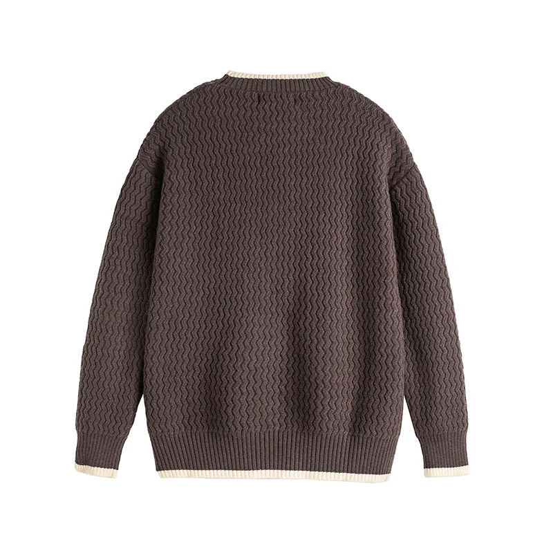 Leo Textured Relaxed Fit Sweater | Crewneck Long Sleeve Sweater - Image 4