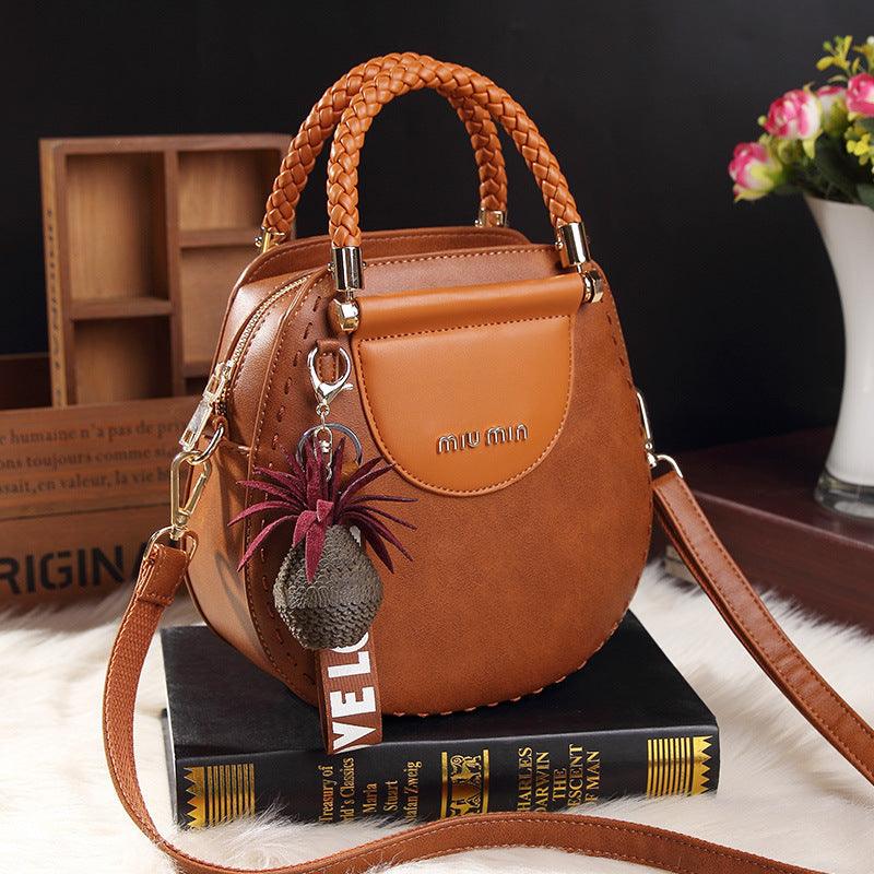 Leather handbag - stylish women's shoulder bag with decorative detail - Image 4
