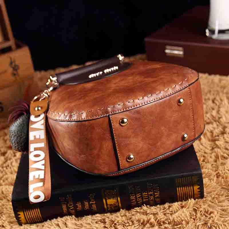 Leather handbag - stylish women's shoulder bag with decorative detail - Image 5