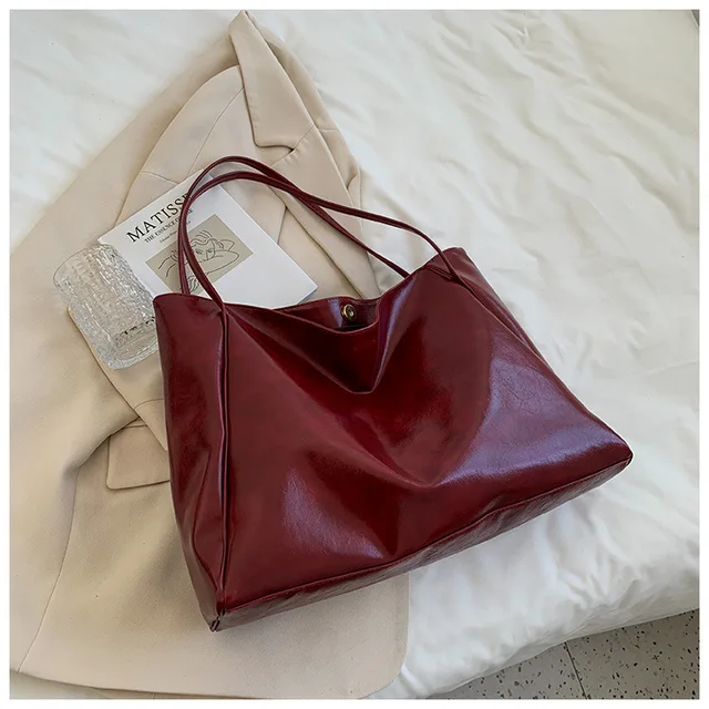Leather tote bag - spacious brown women's handbag - Image 2