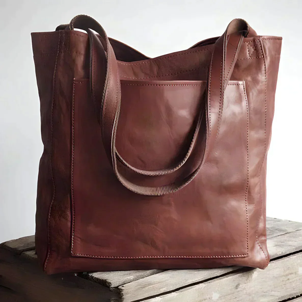 Leather tote bag - spacious women's handbag for daily use - Image 6