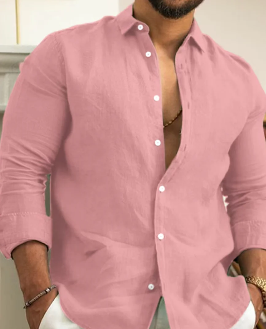 Men's Shirt – Linen – Slim Fit – Long Sleeve – Breathable & Stylish - Image 5