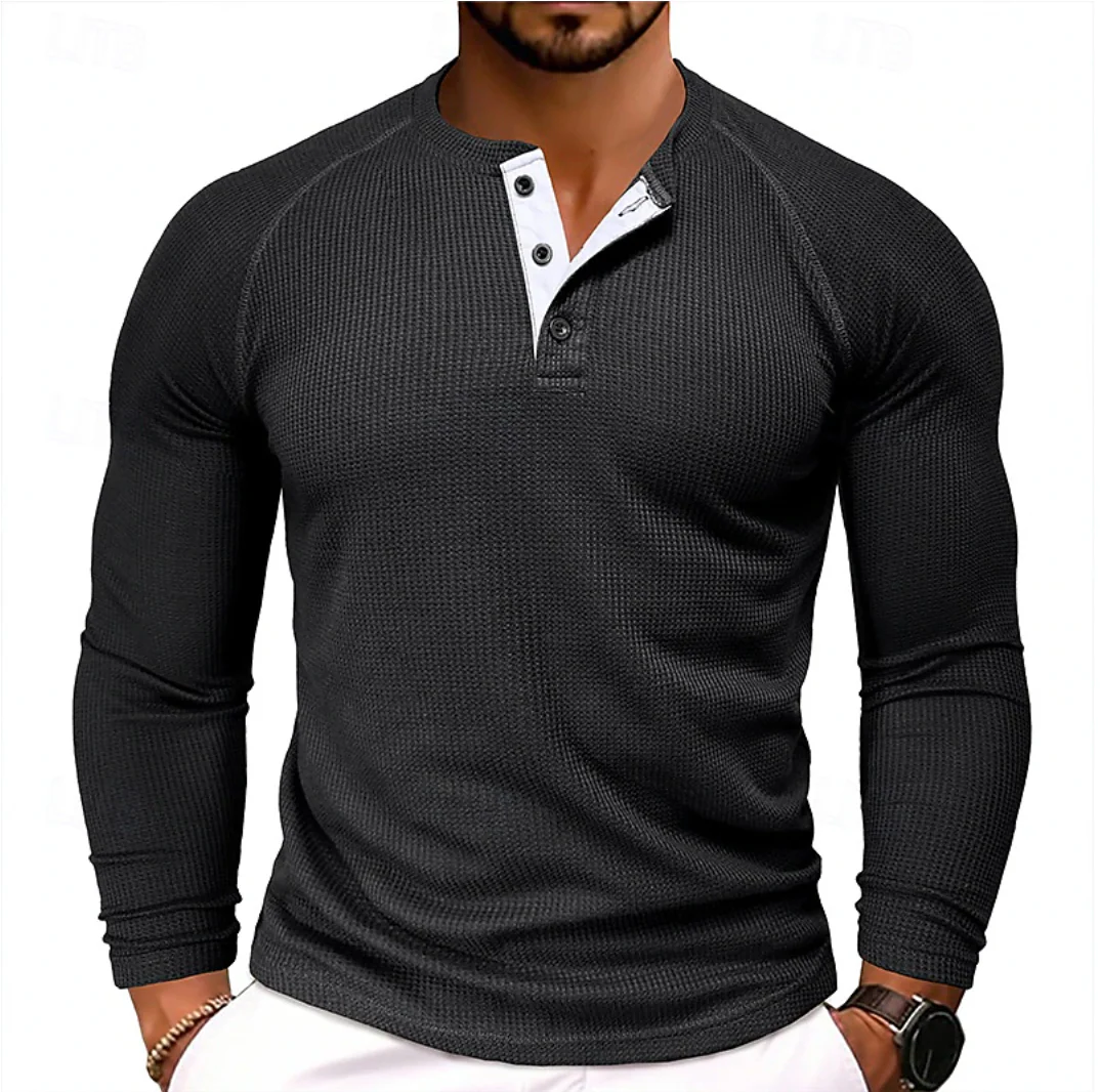 Liam | Henley Shirt With Long Sleeves - Image 2