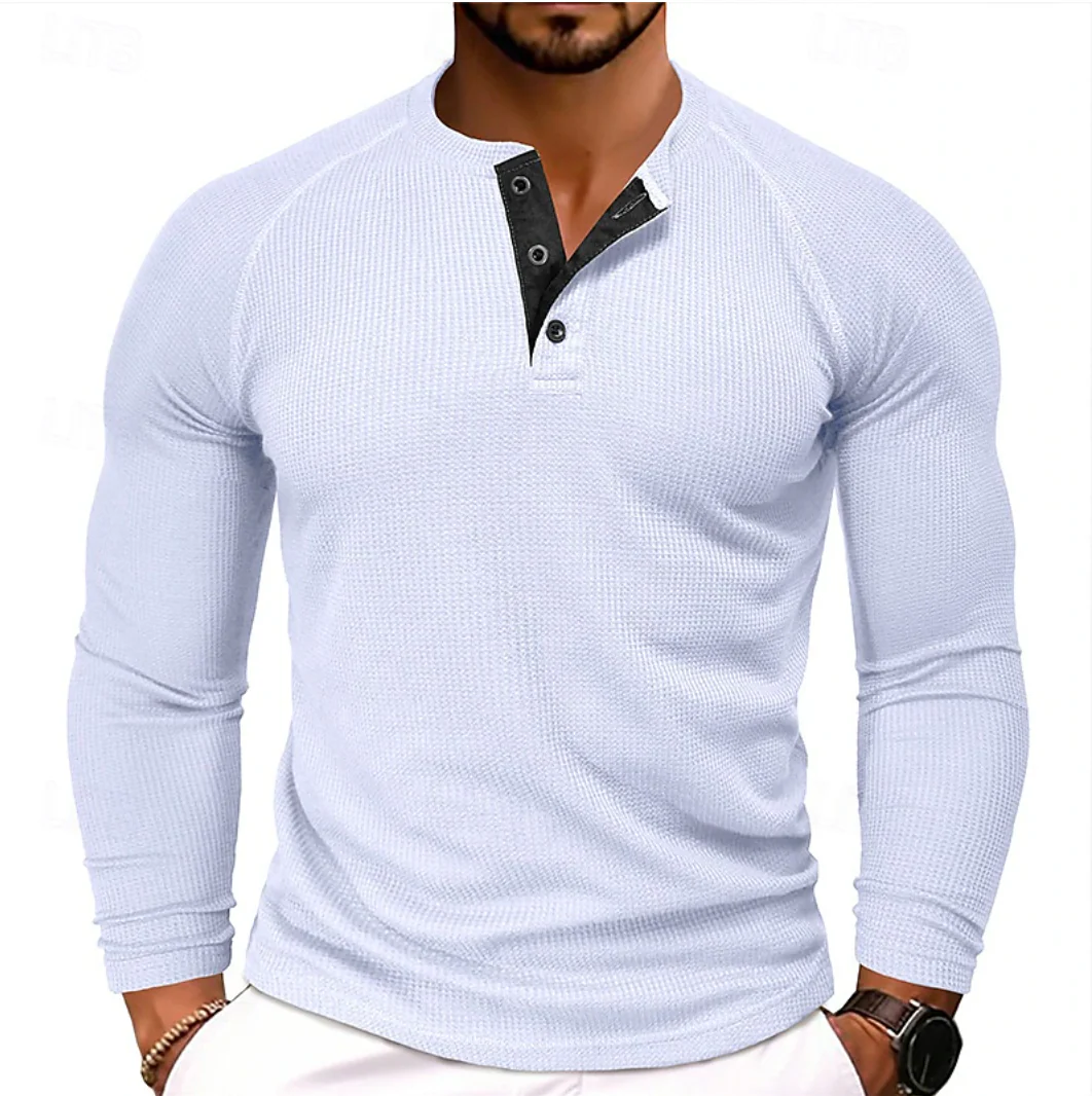 Liam | Henley Shirt With Long Sleeves - Image 3