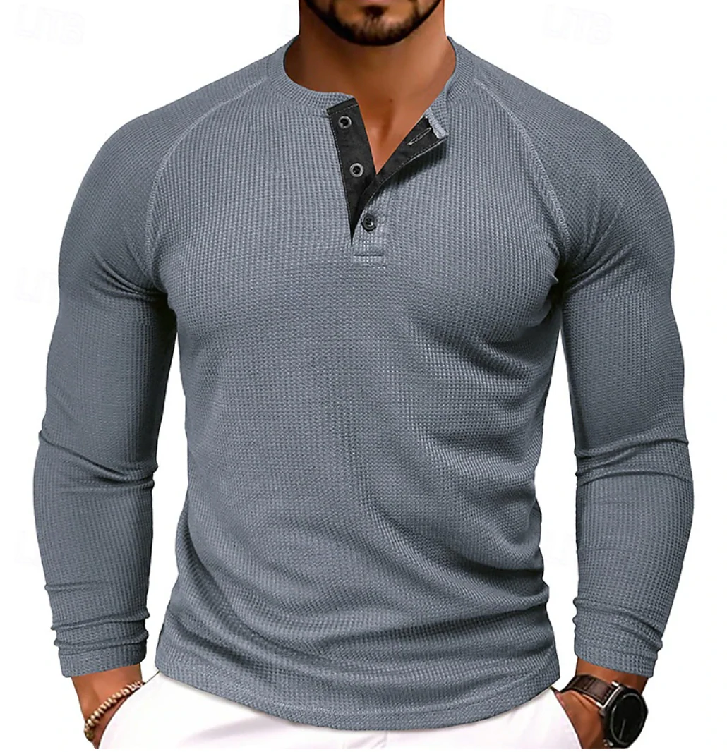 Liam | Henley Shirt With Long Sleeves - Image 4