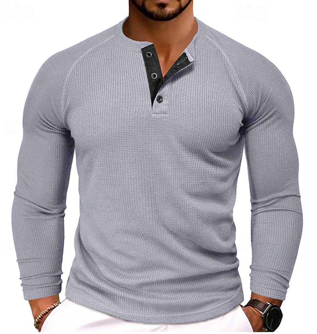 Liam | Henley Shirt With Long Sleeves - Image 5