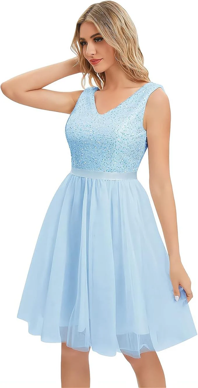 Light blue lace dress with tulle skirt - Image 3