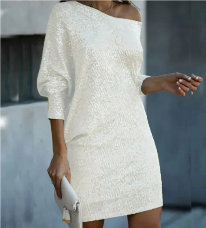 Lillian - Elegant Off-Shoulder Glitter Dress - Image 4