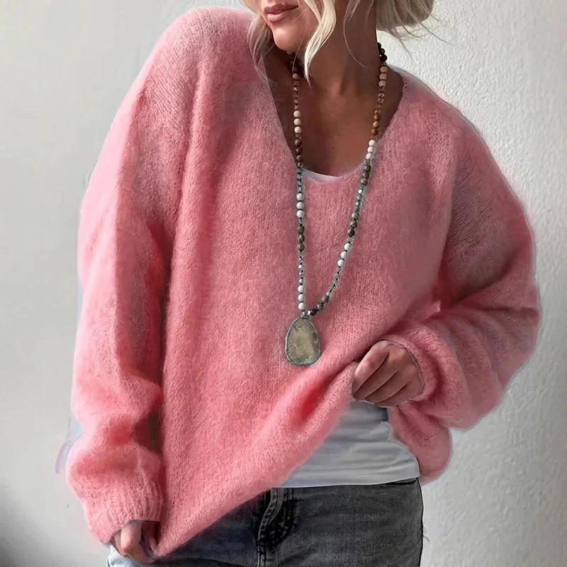 Lily Oversized Sweater | V-Neck Long Sleeve Sweater - Image 3