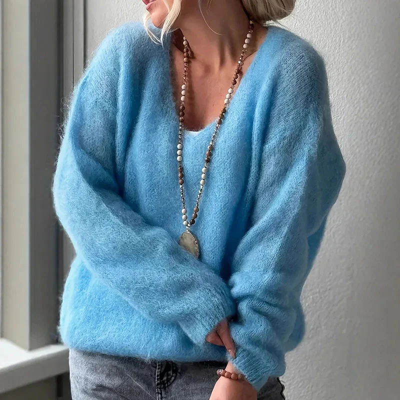Lily Oversized Sweater | V-Neck Long Sleeve Sweater - Image 4