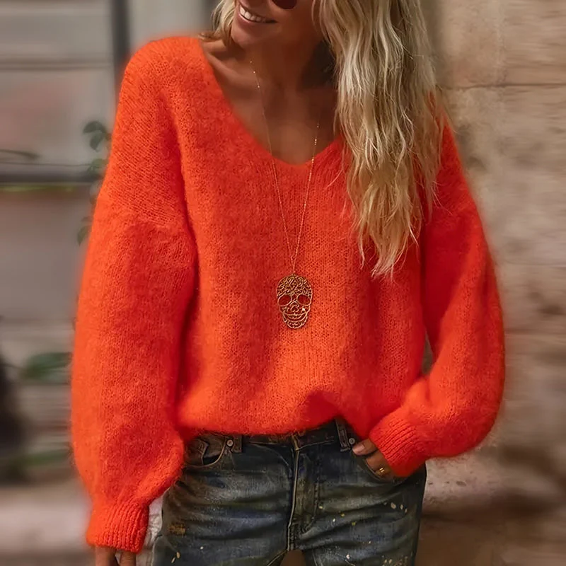 Lily Oversized Sweater | V-Neck Long Sleeve Sweater - Image 6