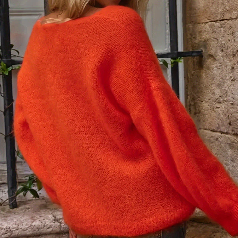 Lily Oversized Sweater | V-Neck Long Sleeve Sweater - Image 8