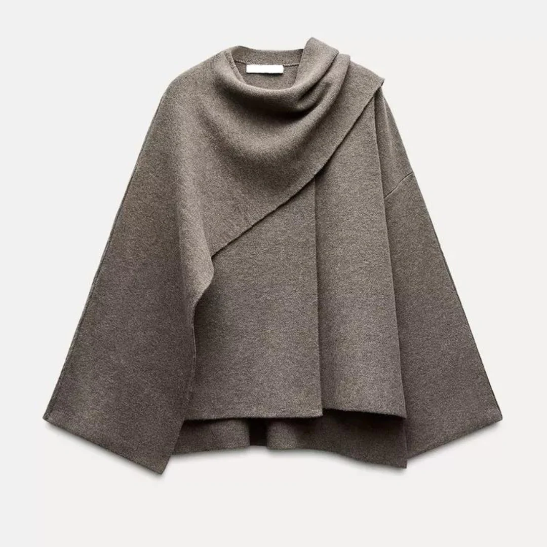 Women's Oversized Wrap Coat - Wool Mix - Elegant Fit - Long Wide Sleeves - Image 6