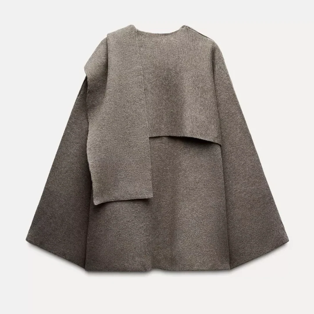 Women's Oversized Wrap Coat - Wool Mix - Elegant Fit - Long Wide Sleeves - Image 7