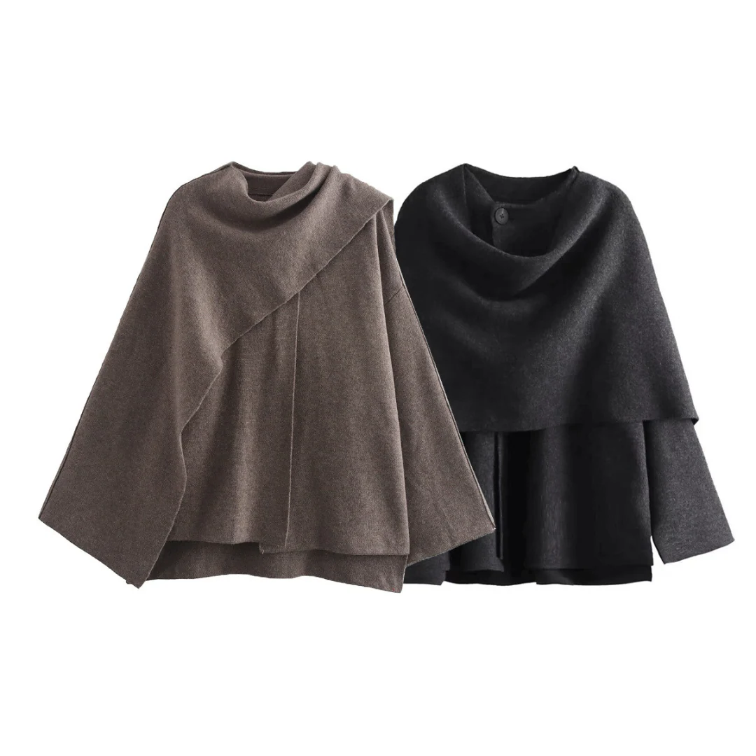 Women's Oversized Wrap Coat - Wool Mix - Elegant Fit - Long Wide Sleeves - Image 8