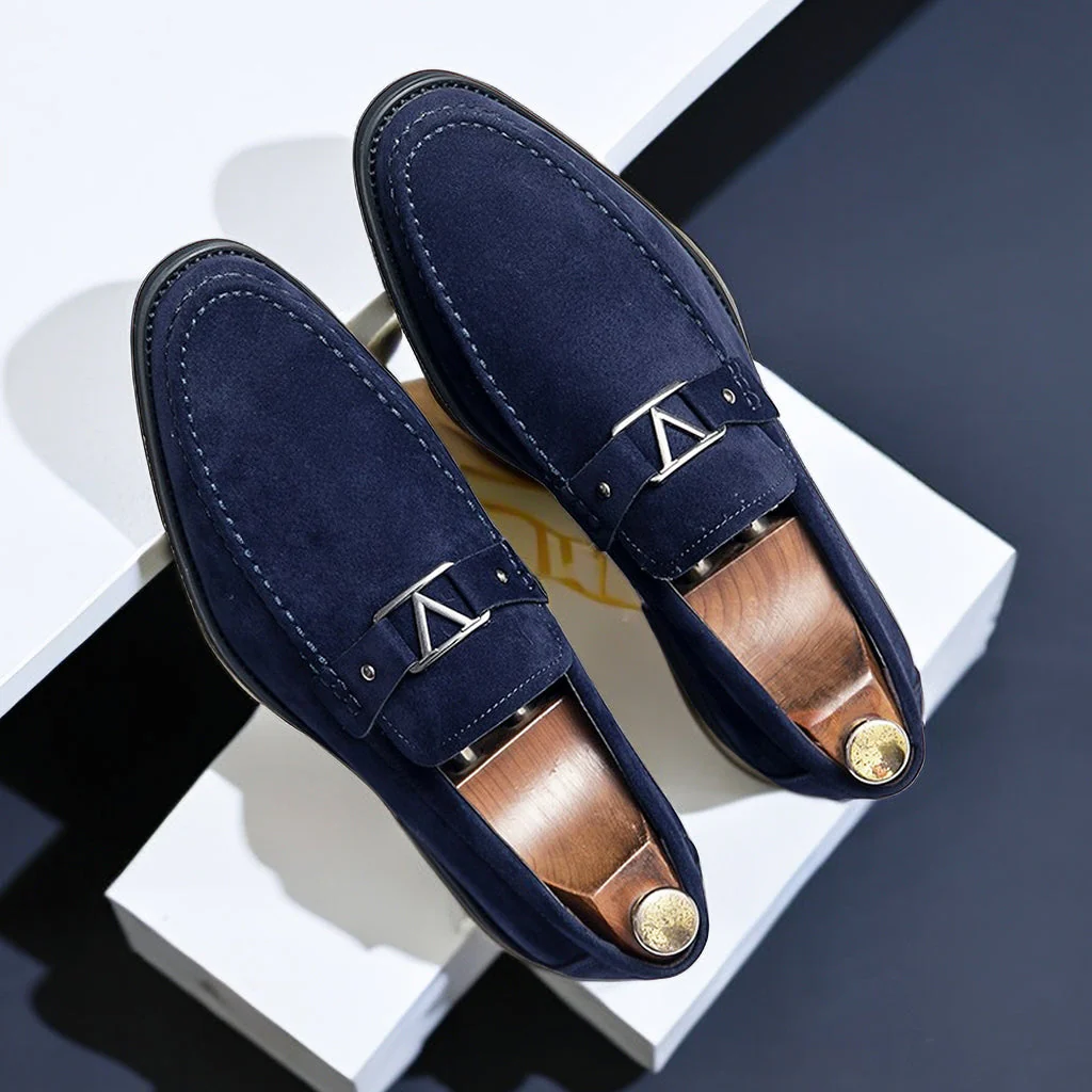 Men's Loafers - Suede - Slip-on - Elegant Design with Buckle - Comfortable & Sturdy - Image 2