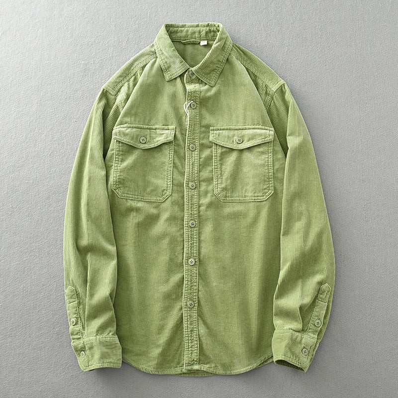 Men's Shirt - Corduroy Rib Fabric - Long Sleeve - With Chest Pockets - Casual Fit - Image 14