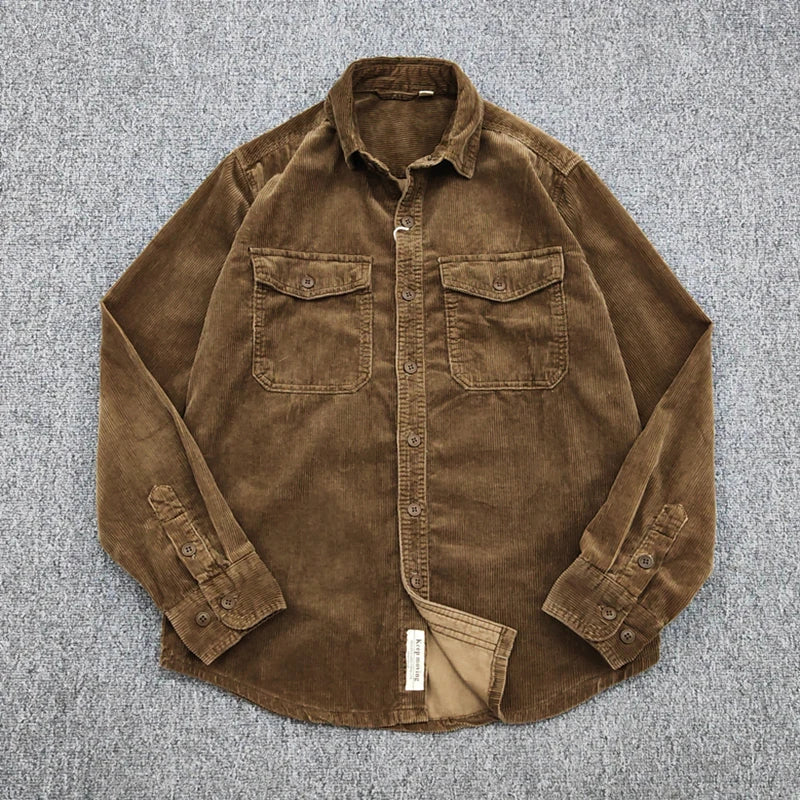 Men's Shirt - Corduroy Rib Fabric - Long Sleeve - With Chest Pockets - Casual Fit - Image 15