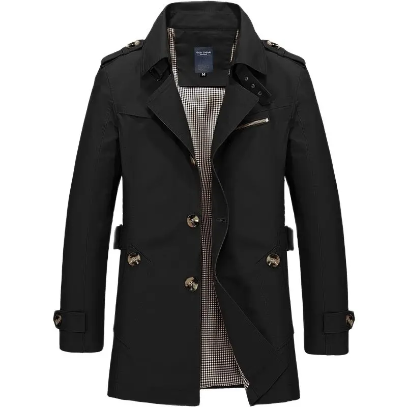 Men's Trenchcoat - Double-Breasted - Fitted With Belt - Water-Repellent & Lined - Image 3