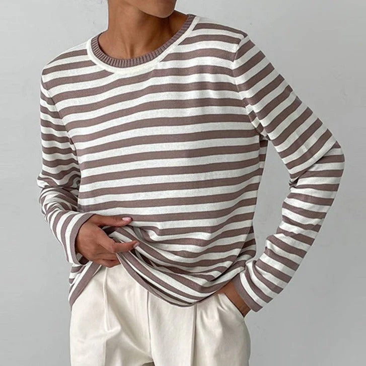 Women's Sweater – Soft Fabric – Relaxed Fit – Long Sleeve Striped Casual Design - Image 5