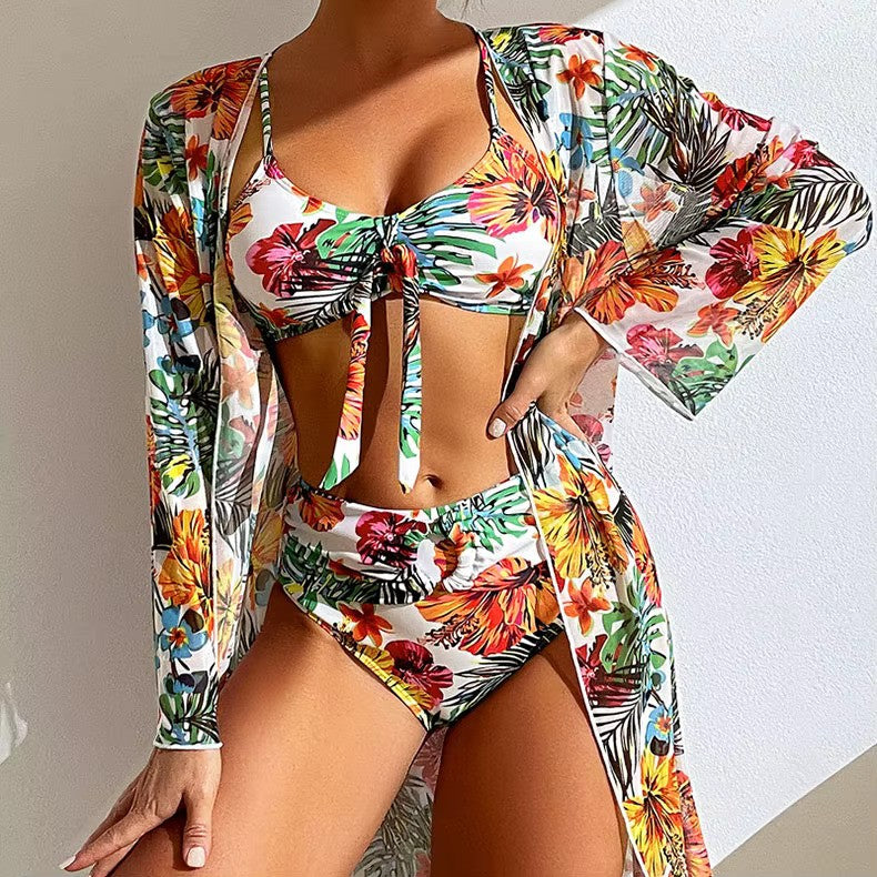 Ladies Bikini Set – Bralette Top with Bow – High Waist Brief – Includes Airy Cover-Up - Image 5
