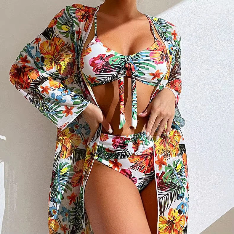 Ladies Bikini Set – Bralette Top with Bow – High Waist Brief – Includes Airy Cover-Up - Image 6