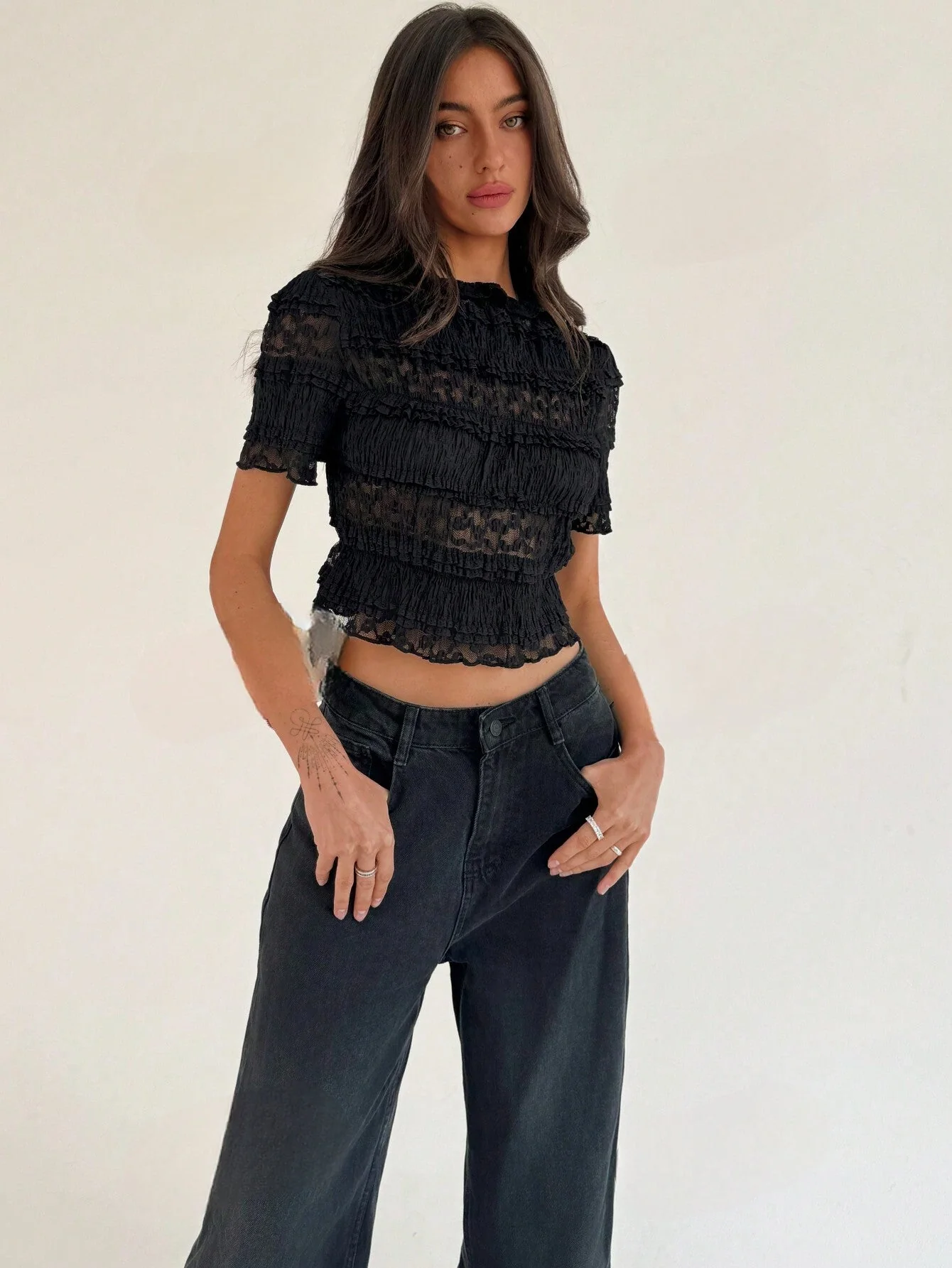 Luxury Lace Crop Top – Elegant & Trendy - Image 3