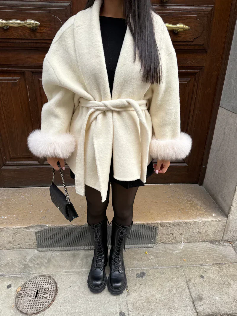 Luxury Winter Coat - Bella Coat with Faux-Fur Sleeves - Image 6