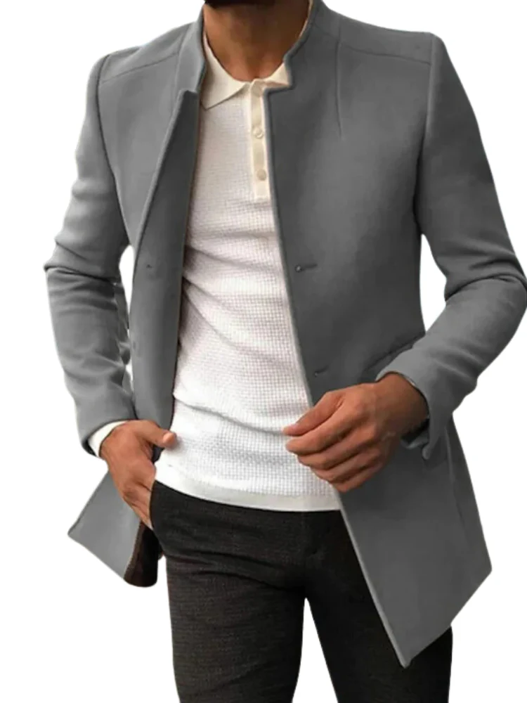 Men's Blazer - Slim Fit - Band Collar - Modern Design - Comfortable and Stylish - Image 4