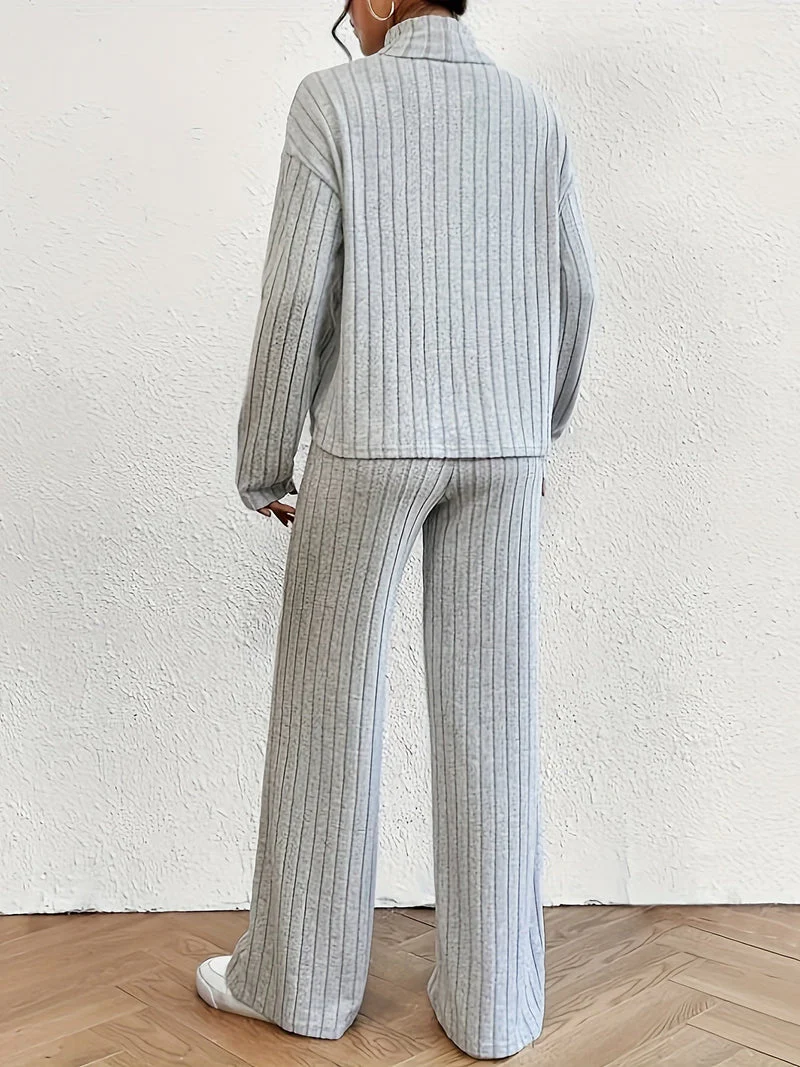 Maja – Comfortable Set with Turtleneck Top and Flared Pants for Women - Image 5
