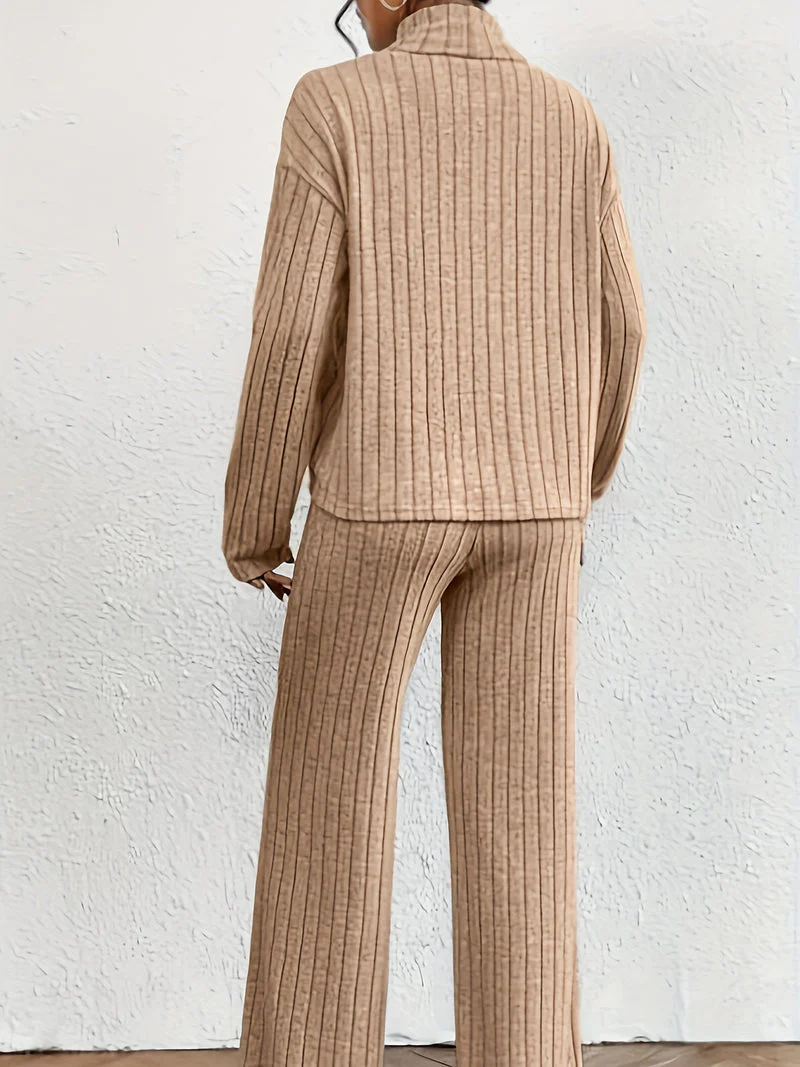 Maja – Comfortable Set with Turtleneck Top and Flared Pants for Women - Image 7