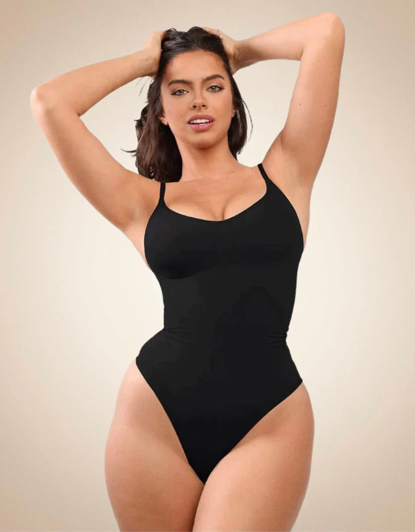 Ladies Bodysuit - V-Neck - Adjustable Straps - Seamless Slim Fit - Comfort Stretch - Image 4